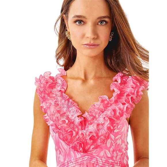 Lilly Pulitzer Amber Ruffled Maxi Dress in Rousseau Pink NWT - Size 6 - Picture 3 of 8